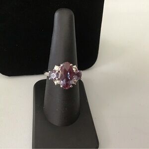 JTV 4.28ctw Alexandrite with .34 White Zircon Silver Ring